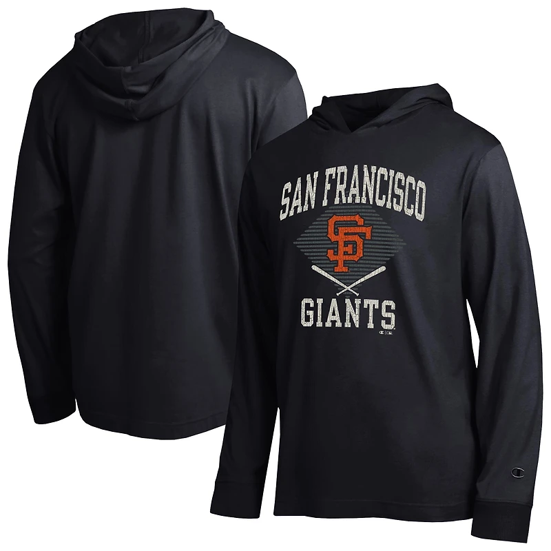 T-shirt à manches longues capuche Champion noir San Francisco Giants Cooperstown pour homme