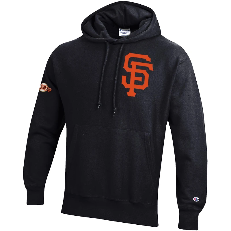 Men's Champion Black San Francisco Giants Reverse Weave Chenille Hoodie