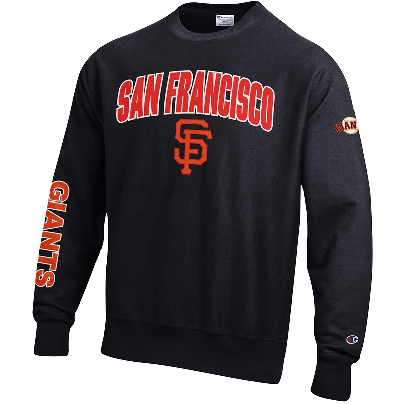 Men's Champion  Black San Francisco Giants Reverse Weave Chenille Sweatshirt