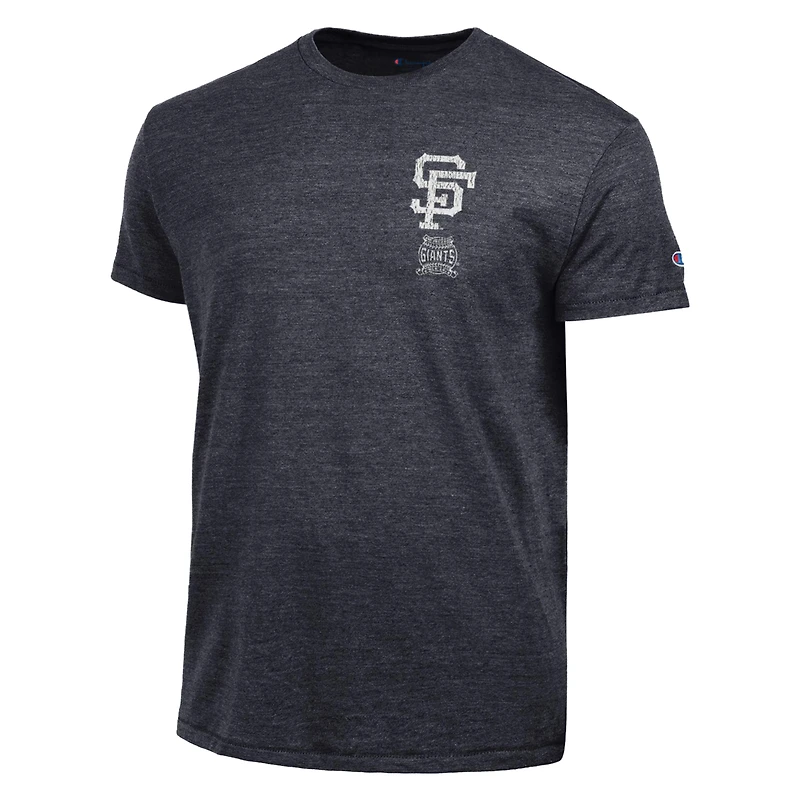 Men's Champion Black San Francisco Giants Vintage 3-Hit Tri-Blend T-Shirt