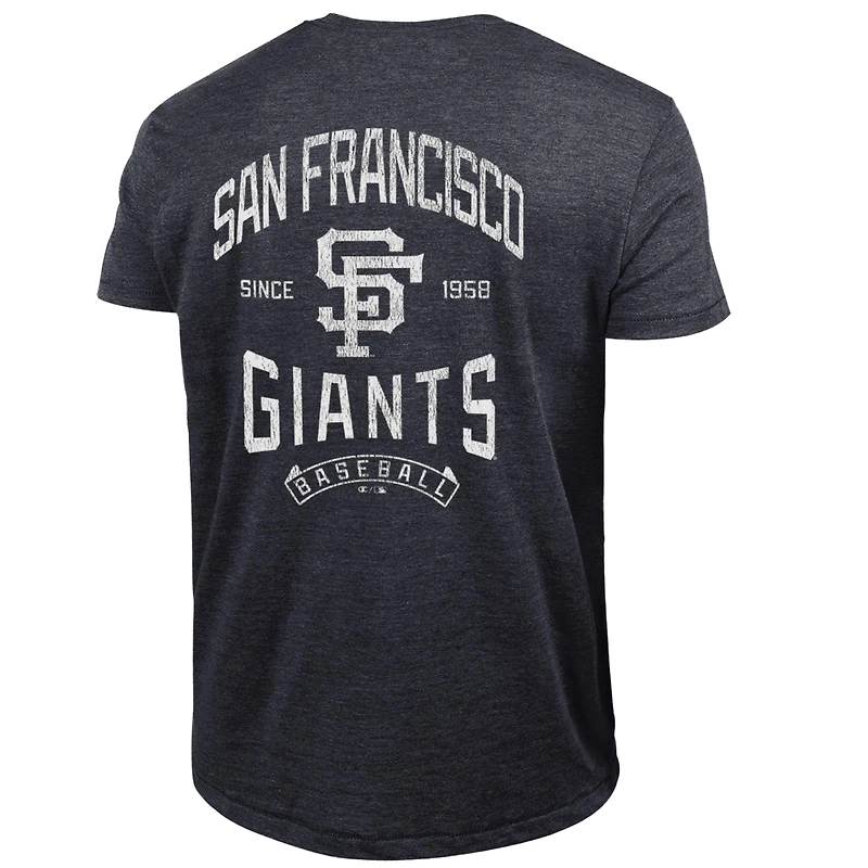 Men's Champion Black San Francisco Giants Vintage 3-Hit Tri-Blend T-Shirt