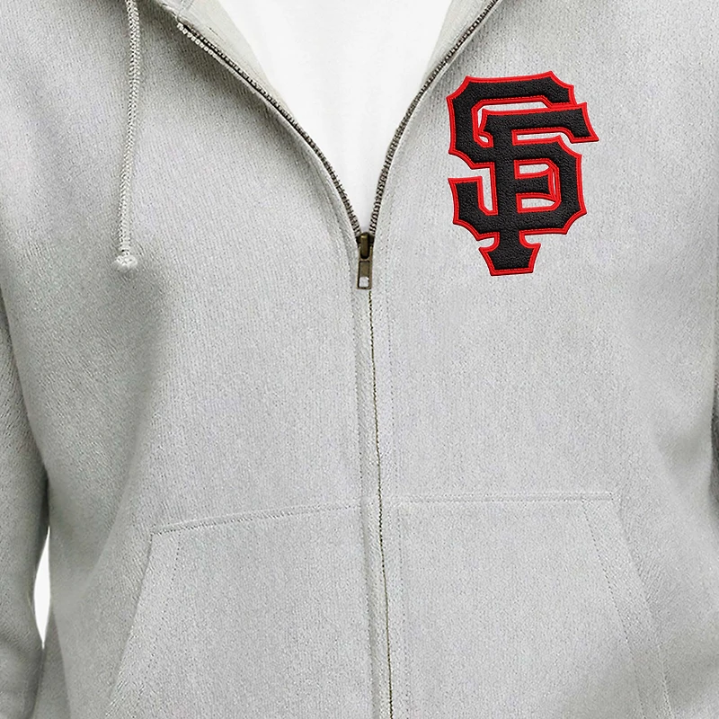 Sweat à capuche zippé Champion gris San Francisco Giants pour homme, en chenille tissée inversée.