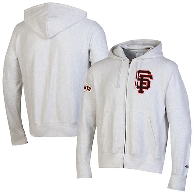 Men's Champion  Gray San Francisco Giants Reverse Weave Chenille Full-Zip Hoodie