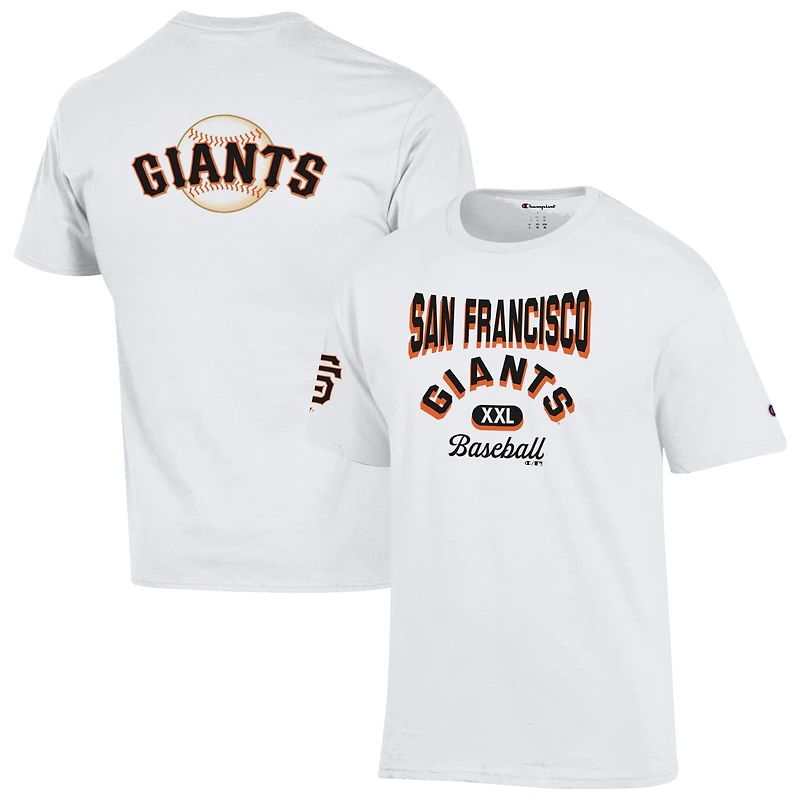 T-shirt blanc Champion pour homme des Giants de San Francisco, maillot 3 coups