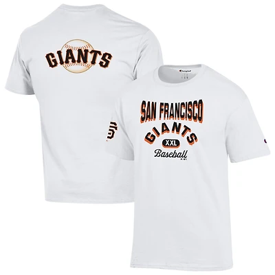 T-shirt blanc Champion pour homme des Giants de San Francisco, maillot 3 coups