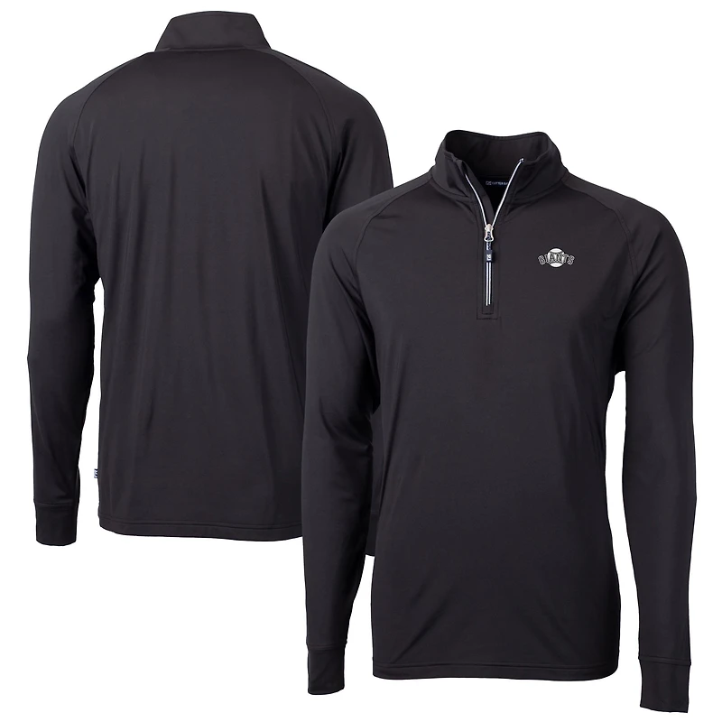 Veste Adapt Eco DryTec Raglan à quart de zip pour homme, noire, la collection Cutter & Buck des Giants San Francisco, grande taille