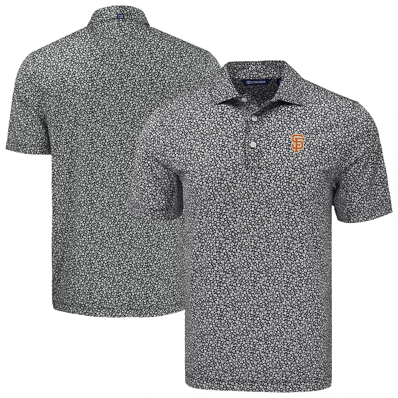 Polo recyclé à imprimé Pike Eco Flora pour homme, noir, Cutter & Buck, San Francisco Giants, taille grande et