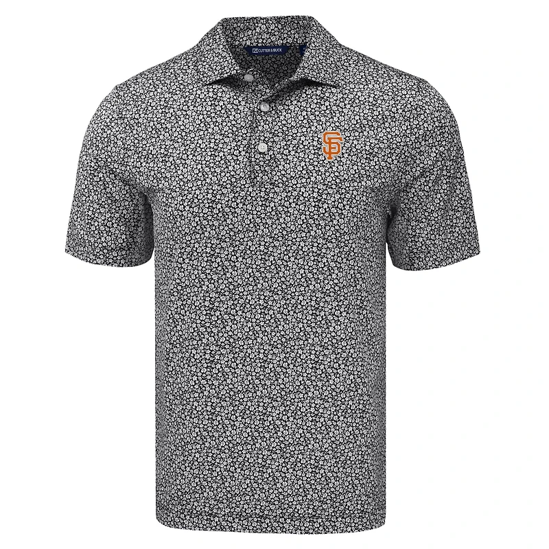 Polo recyclé à imprimé Pike Eco Flora pour homme, noir, Cutter & Buck, San Francisco Giants, taille grande et