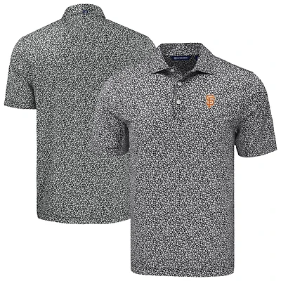 Men's Cutter & Buck Black San Francisco Giants Big Tall Pike Eco Flora Print Recycled Polo