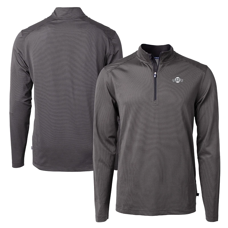Men's Cutter & Buck Black San Francisco Giants Big Tall Virtue Eco Pique Micro Stripe Quarter-Zip Jacket