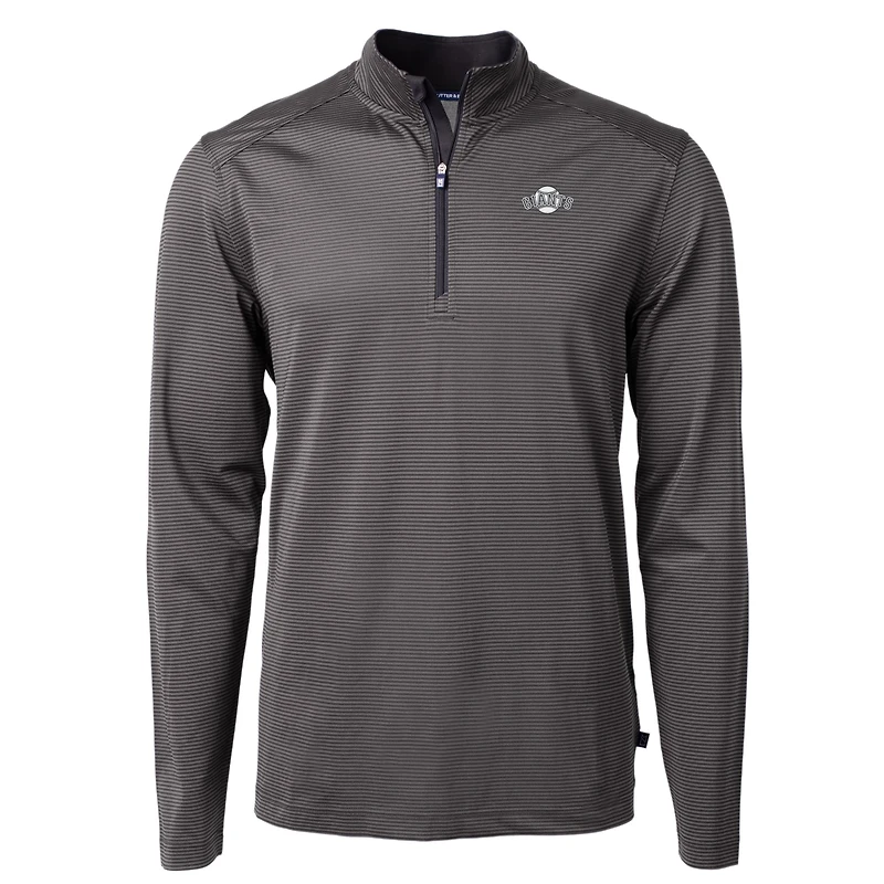 Men's Cutter & Buck Black San Francisco Giants Big Tall Virtue Eco Pique Micro Stripe Quarter-Zip Jacket