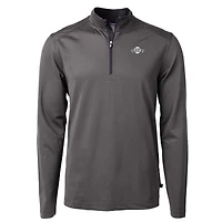 Men's Cutter & Buck Black San Francisco Giants Big Tall Virtue Eco Pique Micro Stripe Quarter-Zip Jacket