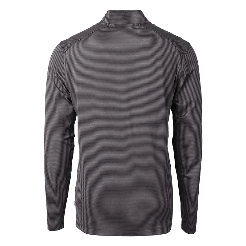 Men's Cutter & Buck Black San Francisco Giants Big Tall Virtue Eco Pique Micro Stripe Quarter-Zip Jacket