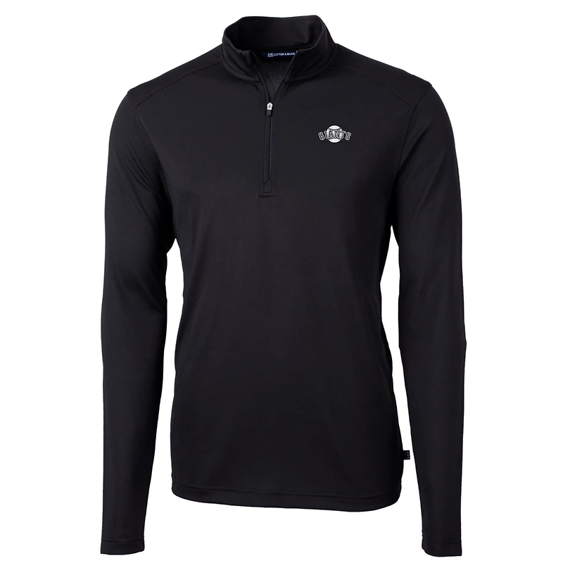 Veste Virtue Eco Pique noire à quart de zip pour homme Cutter & Buck des Giants San Francisco, grande taille