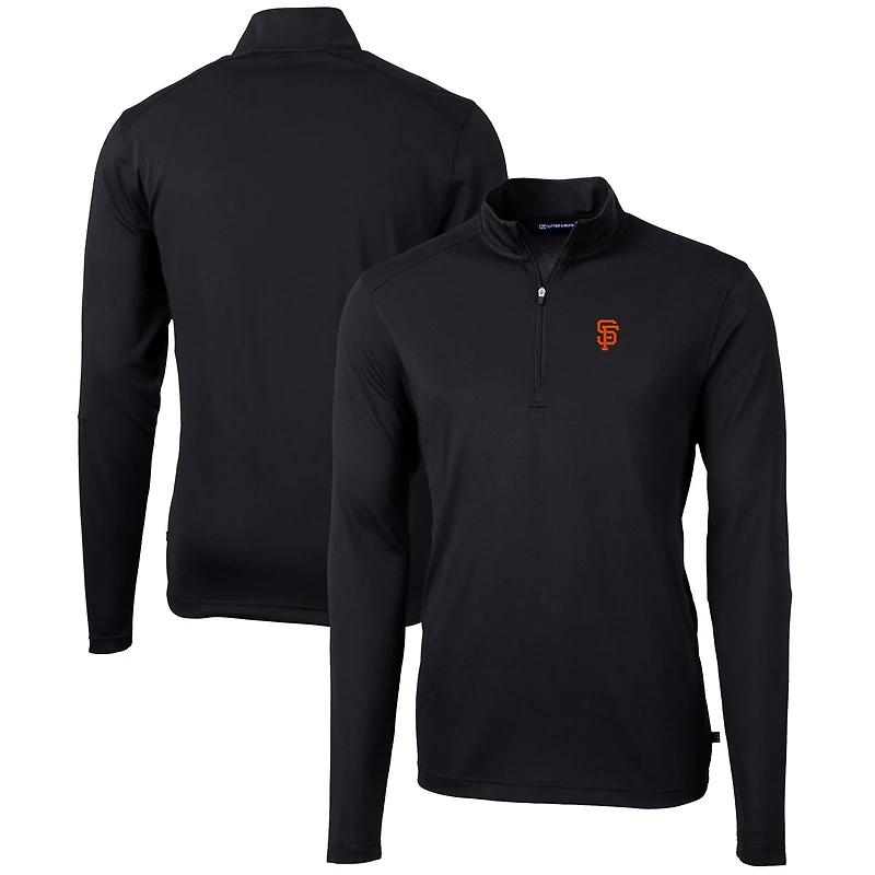Men's Cutter & Buck  Black San Francisco Giants Virtue Eco Pique Recycled Quarter-Zip Pullover Top