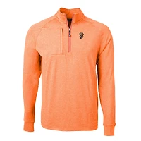 Men's Cutter & Buck Heather Orange San Francisco Giants Adapt Eco Knit Stretch Recycled Quarter-Zip Pullover Top