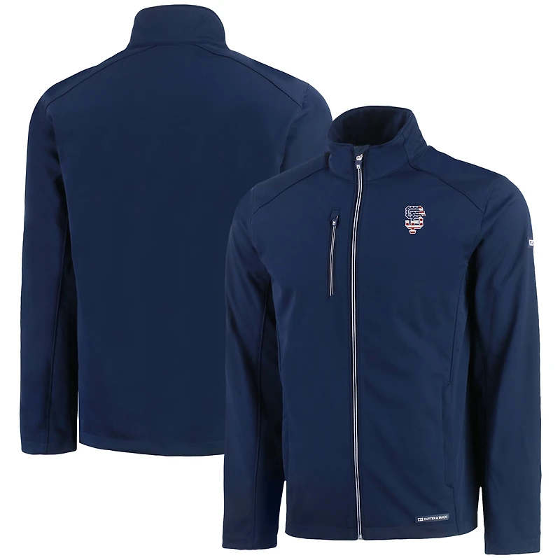 Men's Cutter & Buck  Navy San Francisco Giants Americana Logo Evoke Eco Softshell Recycled Full-Zip Jacket