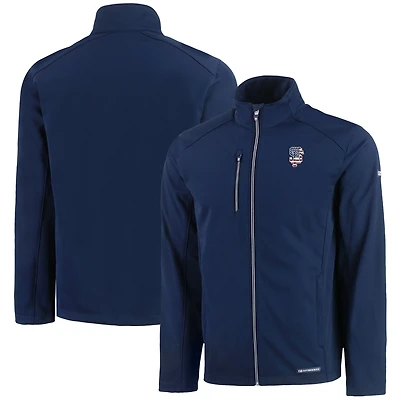 Veste zippée intégrale recyclée en softshell Evoke Eco pour homme, bleu marine, avec logo Americana des Giants de San Francisco.
