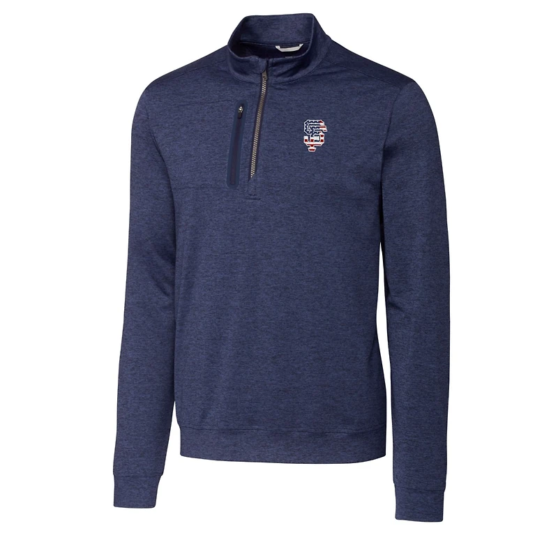 Veste à enfiler demi-zippée Stealth pour homme, bleu marine, motif étoiles et rayures des Giants de San Francisco, coupe grande taille