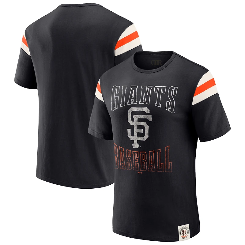 Men's Darius Rucker Collection by Fanatics Black San Francisco Giants Distressed Sleeve Stripe T-Shirt