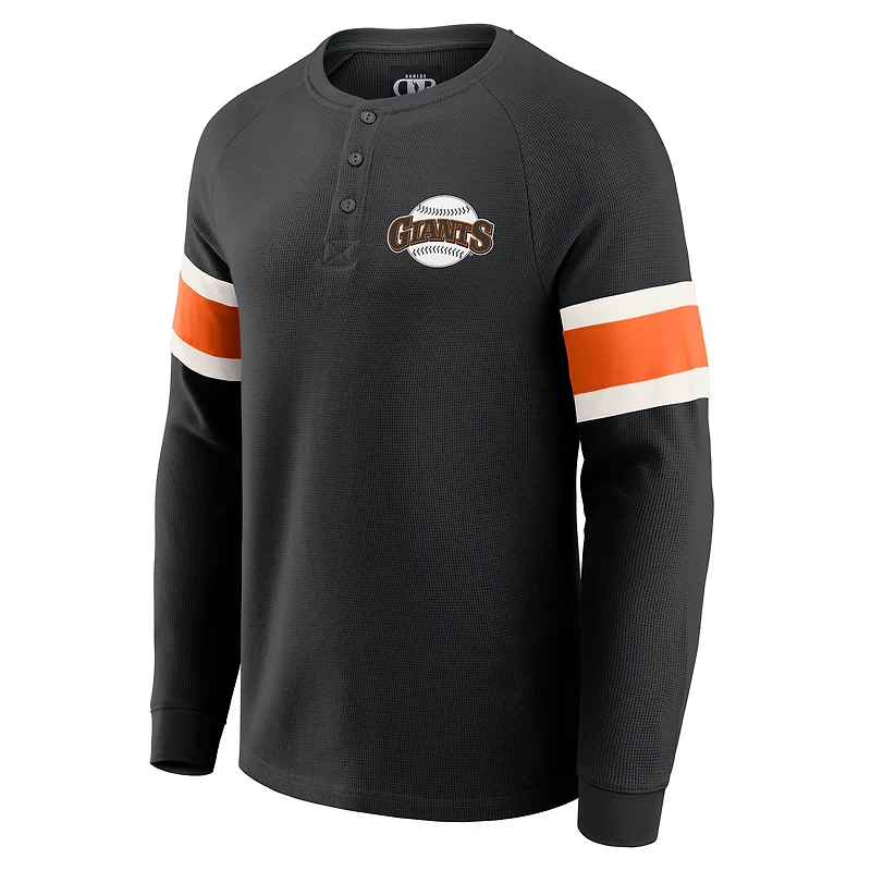 Men's Darius Rucker Collection by Fanatics Black San Francisco Giants Waffle-Knit Raglan Long Sleeve Henley T-Shirt