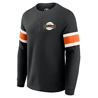 Men's Darius Rucker Collection by Fanatics Black San Francisco Giants Waffle-Knit Raglan Long Sleeve Henley T-Shirt