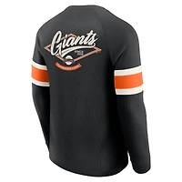 Men's Darius Rucker Collection by Fanatics Black San Francisco Giants Waffle-Knit Raglan Long Sleeve Henley T-Shirt