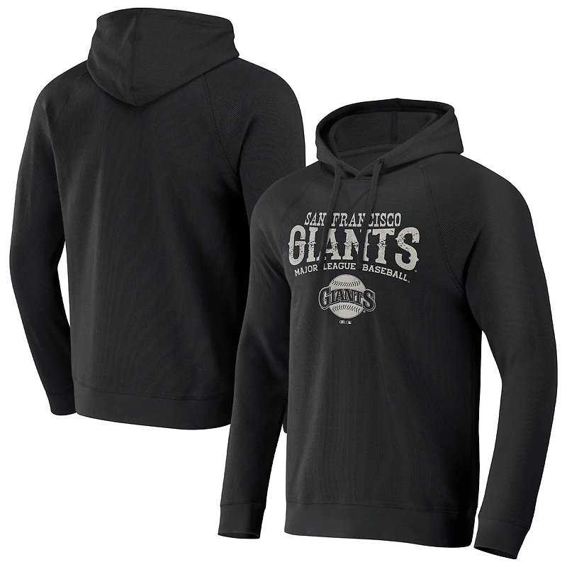 Collection Darius Rucker pour homme par Fanatics Black San Francisco Giants Waffle-Knit Raglan Pullover