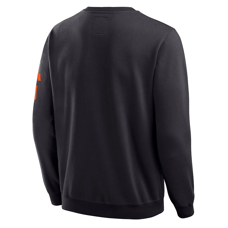 Men's Darius Rucker Collection by Fanatics Black San Francisco Giants Washed Crew Neck Pullover Sweatshirt