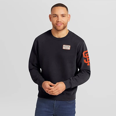 Men's Darius Rucker Collection by Fanatics Black San Francisco Giants Washed Crew Neck Pullover Sweatshirt