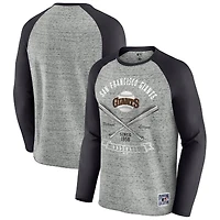 T-shirt de baseball à manches longues raglan brut pour homme la collection Darius Rucker par Fanatics, gris chiné, des Giants San Francisco