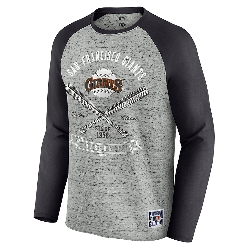 Men's Darius Rucker Collection by Fanatics  Heather Gray San Francisco Giants Raw Edge Raglan Long Sleeve Baseball T-Shirt