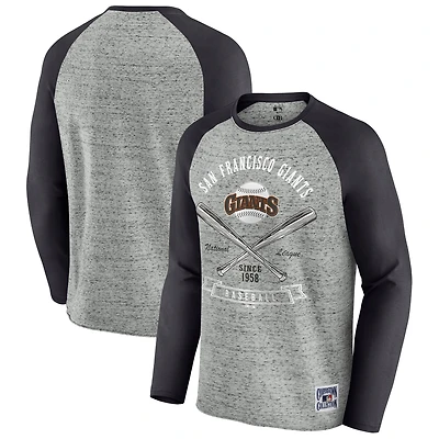 Men's Darius Rucker Collection by Fanatics  Heather Gray San Francisco Giants Raw Edge Raglan Long Sleeve Baseball T-Shirt