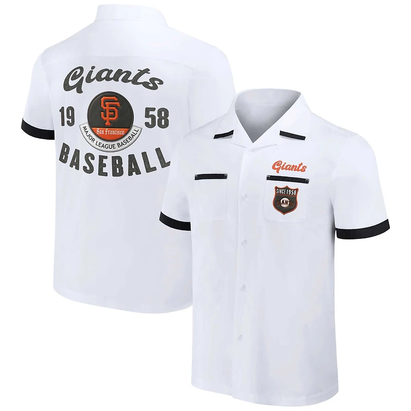 Chemise à boutons blanche Darius Rucker Collection pour homme par Fanatics, inspirée du bowling des Giants de San Francisco