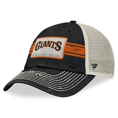 Men's Fanatics Black/Natural San Francisco Giants  Heritage Stripe Trucker Adjustable Hat