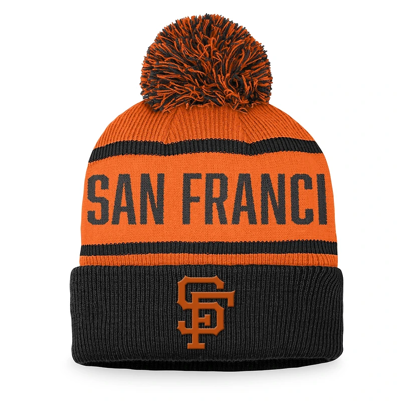Bonnet en tricot à revers avec pompon Fanatics pour hommes, noir/orange, San Francisco Giants, collection Cooperstown