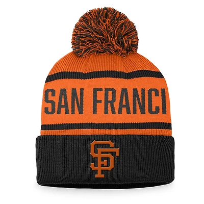 Bonnet en tricot à revers avec pompon Fanatics pour hommes, noir/orange, San Francisco Giants, collection Cooperstown