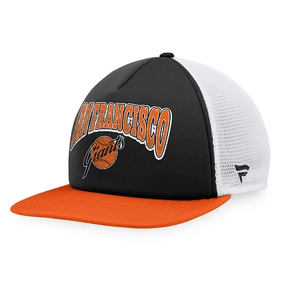 Casquette Snapback de camionneur avant en mousse Fanatics pour hommes, noir/orange, San Francisco Giants Heritage