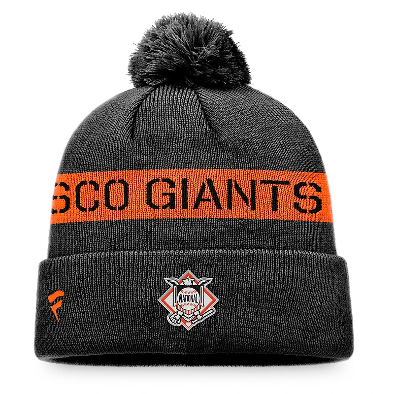 Men's Fanatics Black/Orange San Francisco Giants League Logo Cuffed Knit Hat with Pom