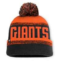 Bonnet en tricot à revers et pompon No-Doubter Fanatics noir/orange pour homme des Giants de San Francisco