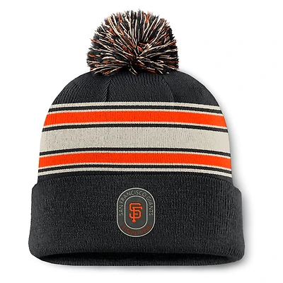 Men's Fanatics  Black San Francisco Giants Fundamental Patch Cuffed Knit Hat with Pom