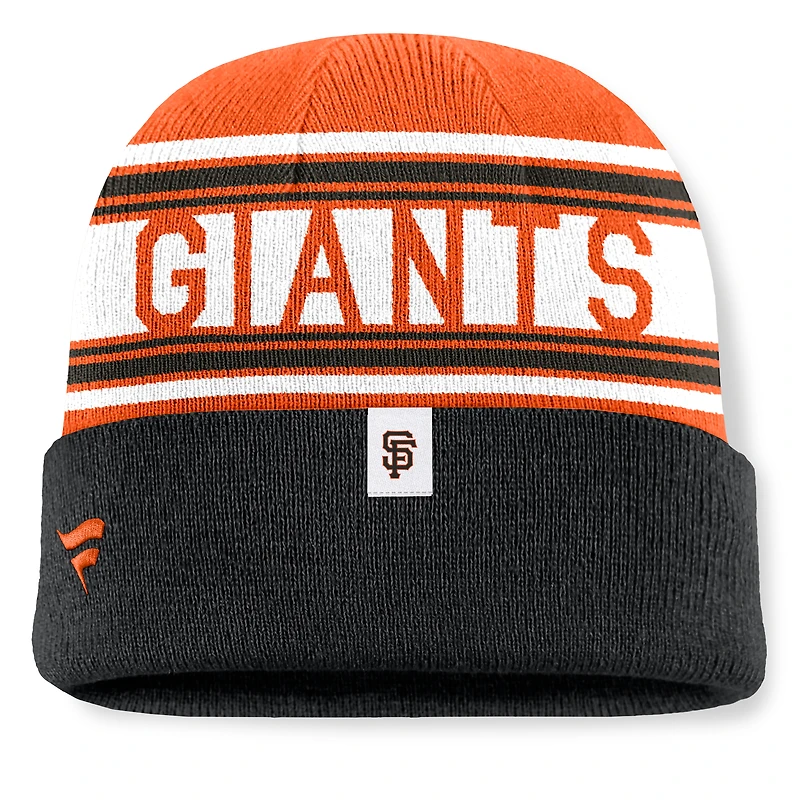 Bonnet en tricot à revers à rayures fondamentales San Francisco Giants noir Fanatics pour homme