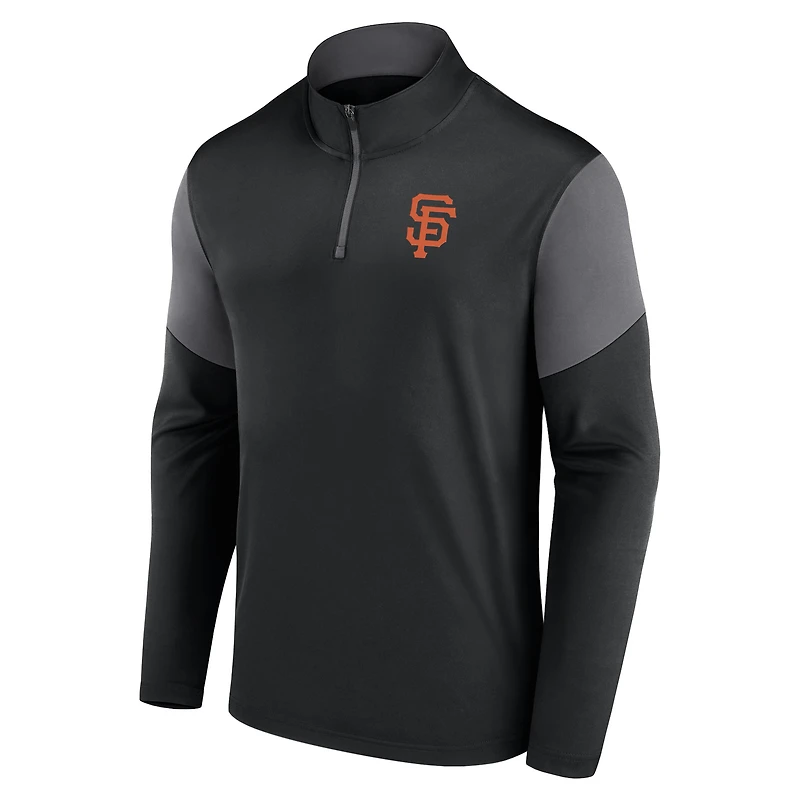 Haut noir à quart de zip avec logo Fanatics des Giants San Francisco pour hommes