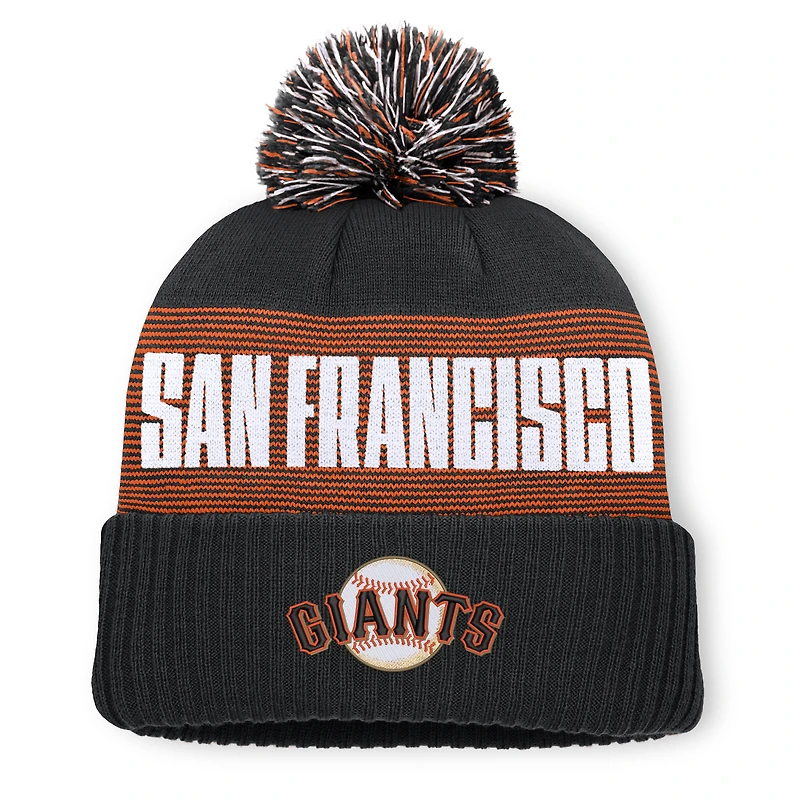 Men's Fanatics Black San Francisco Giants Striate Cuffed Knit Hat with Pom