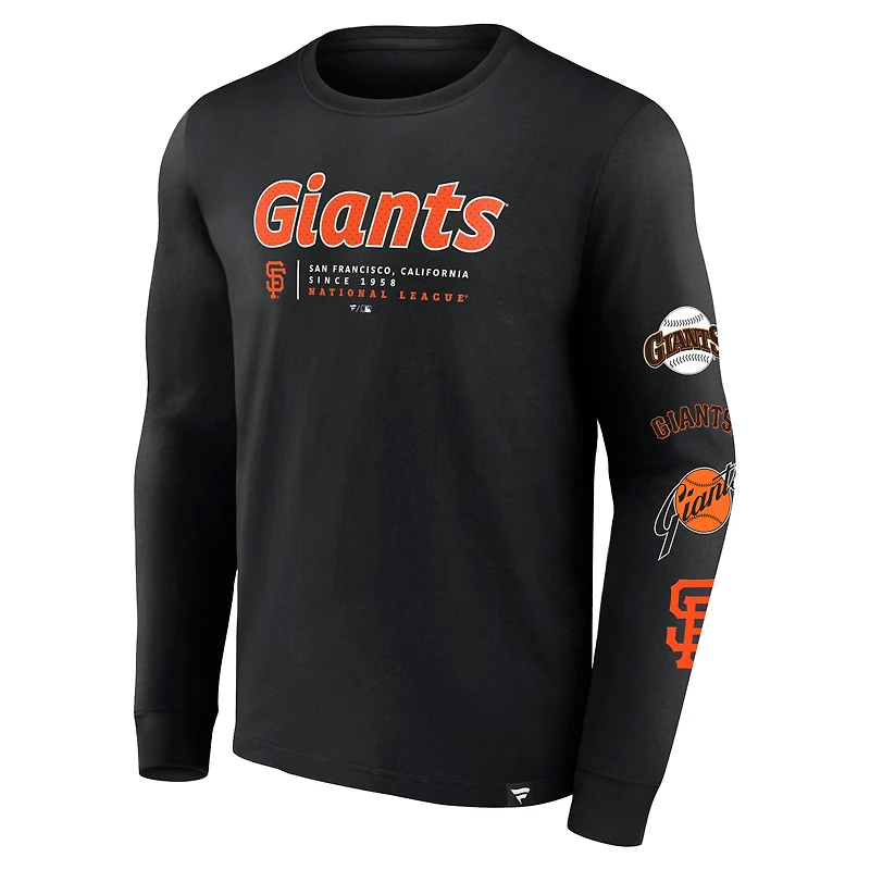 Men's Fanatics Black San Francisco Giants Strike the Goal Long Sleeve T-Shirt