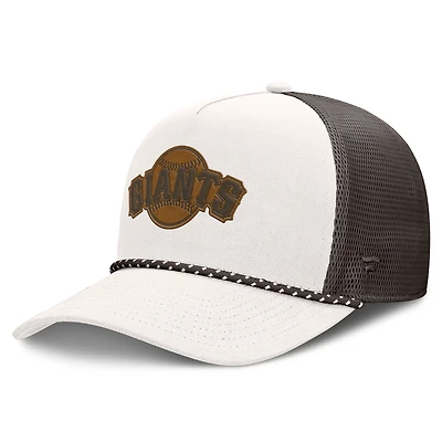 Casquette trucker ajustable Fanatics crème/marron San Francisco Giants Level Up Bronco pour homme