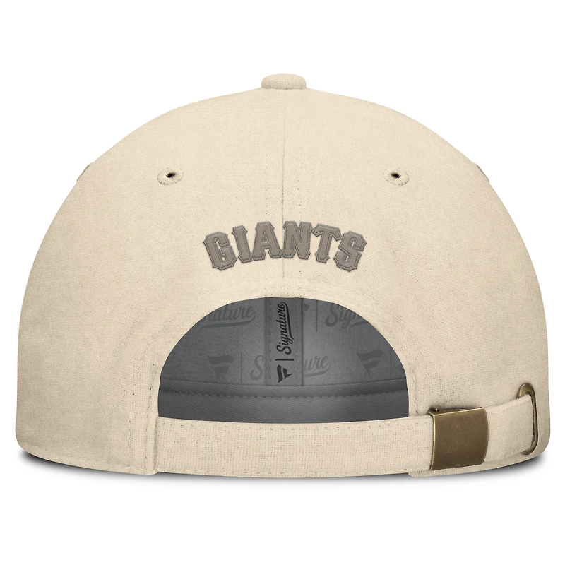 Casquette ajustable en cuir avec patch de front office des Giants de San Francisco de couleur crème Fanatics pour hommes