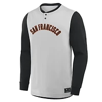 Men's Fanatics Gray/Black San Francisco Giants Clubhouse Long Sleeve Henley Shirt