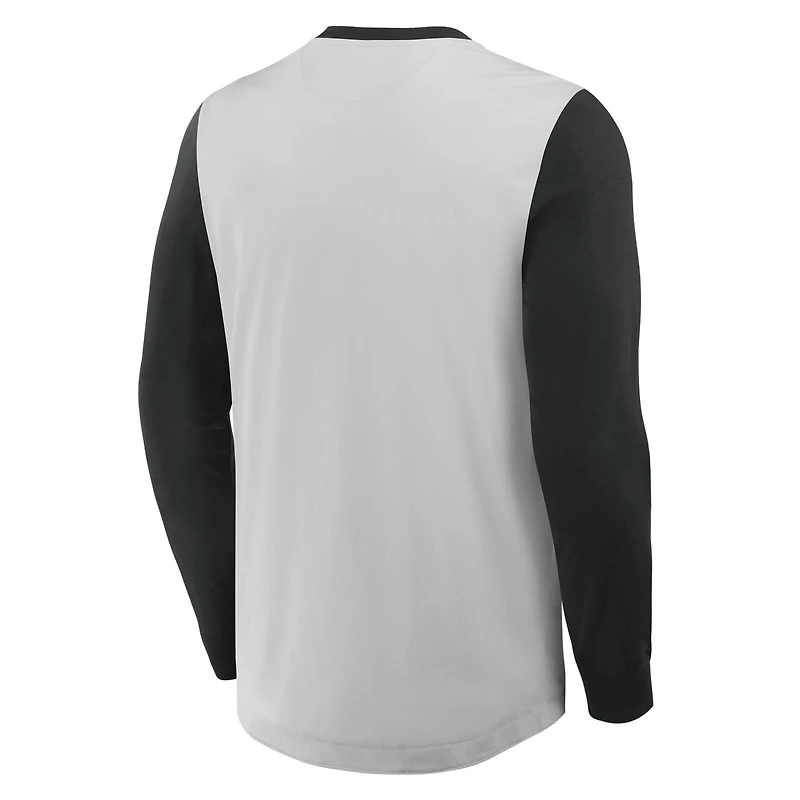 T-shirt Henley à manches longues Fanatics gris/noir pour homme des Giants de San Francisco