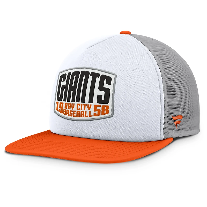Men's Fanatics Gray/White San Francisco Giants Cranked Foam Front Patch Trucker Adjustable Hat